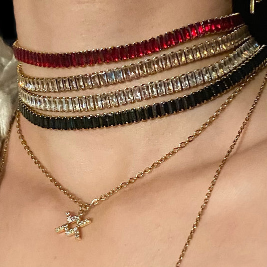 Collier CZ acier inoxydable